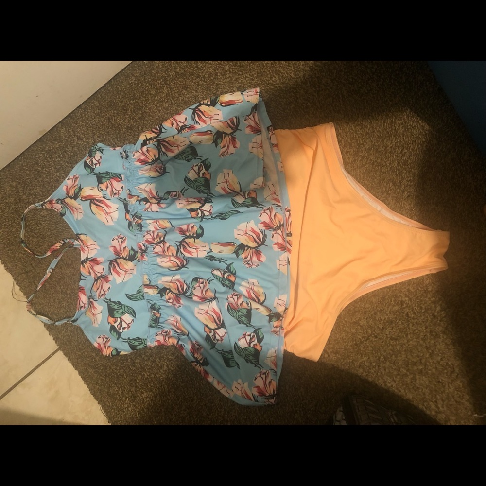 Two piece floral bathing suit for woman